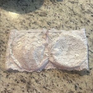 Lace Bandeau Bra in Soft Cream